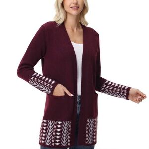 Frye Open-Front  Patterned. Cardigan Sweater XL